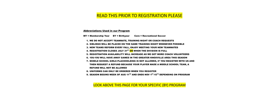 READ THIS PRIOR TO REGISTRATIOIN