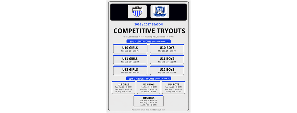 AYSO 128 ALLIANCE TRYOUTS